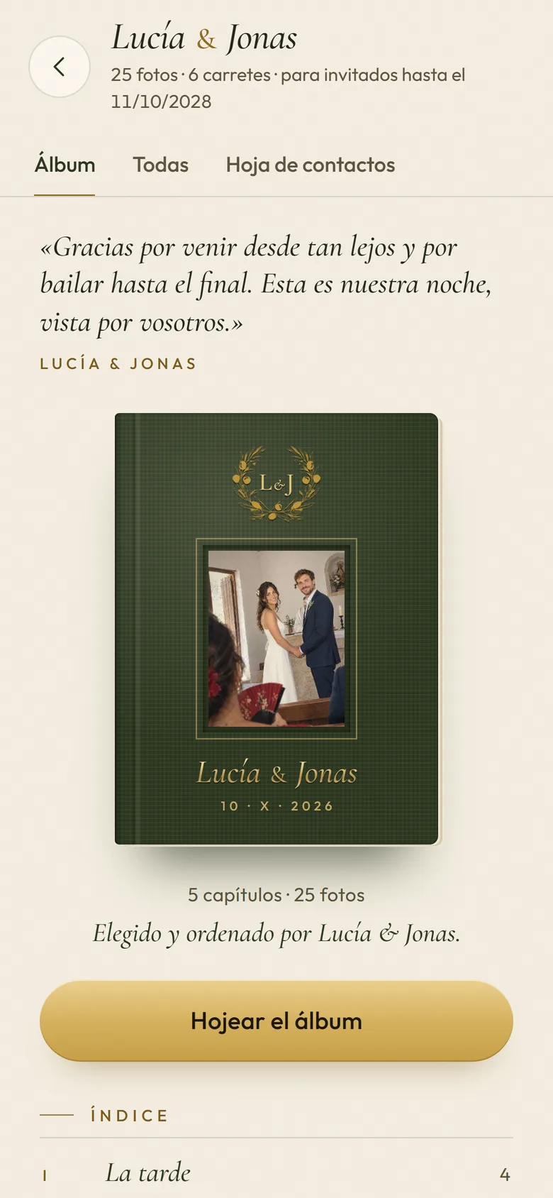 Portada del álbum que ven los invitados