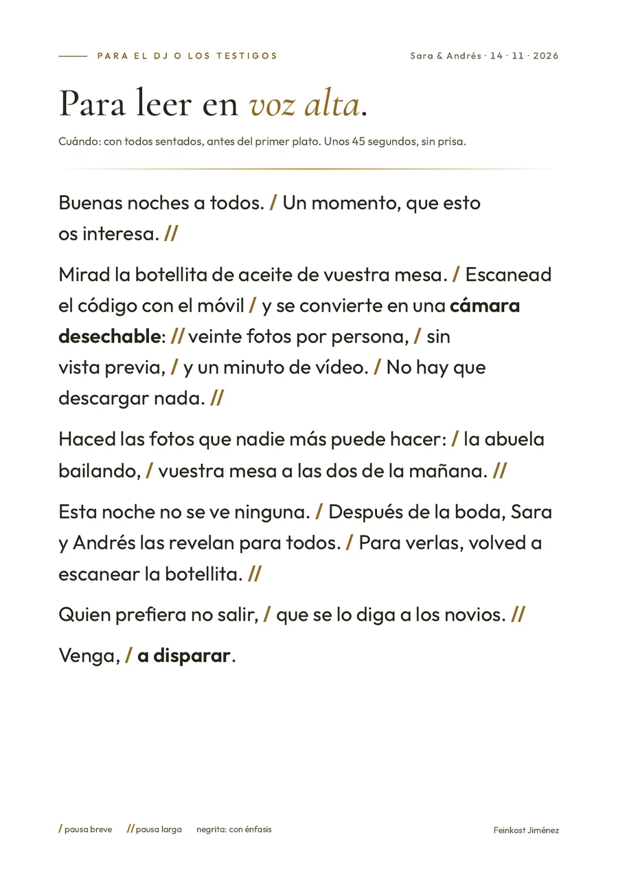 Texto para el DJ: Para leer en voz alta