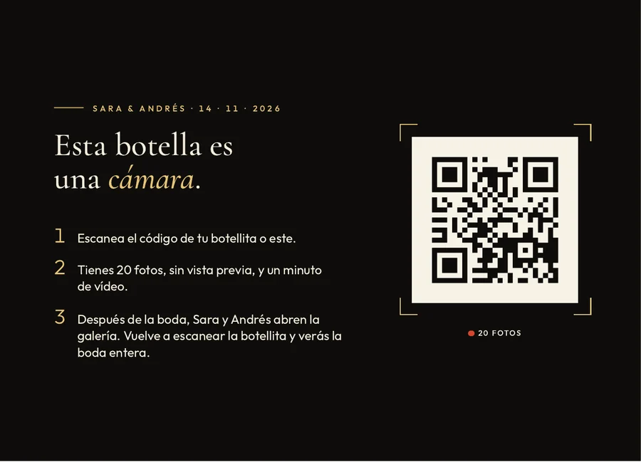 Tarjeta de mesa con los tres pasos y el código